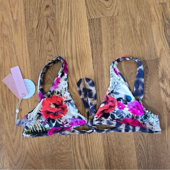 NWT PQ Swim Reversible Leopard and Floral Bikini Set Women's Size L - Picture 4 of 6